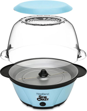 West Bend - 850W, 6 QT Blue West Bend Stir Crazy Oil Popcorn Machine with Serving Bowl - PC8270BL13