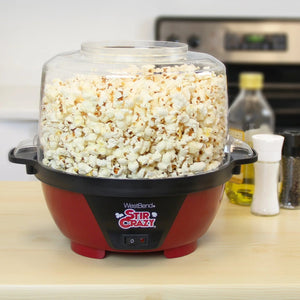 West Bend - 850W, 6 QT Red West Bend Stir Crazy Oil Popcorn Machine with Serving Bowl - 82505