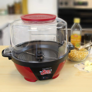 West Bend - 850W, 6 QT Red West Bend Stir Crazy Oil Popcorn Machine with Serving Bowl - 82505