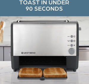 West Bend - Quik Serve 2-Slice Silver Toaster with Extra Wide Slots - 77222