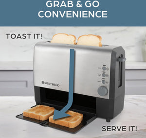 West Bend - Quik Serve 2-Slice Silver Toaster with Extra Wide Slots - 77222