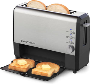 West Bend - Quik Serve 2-Slice Silver Toaster with Extra Wide Slots - 77222