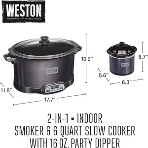 Weston - 6 qt Indoor Slow Cooker & Smoker With Party Dipper - 03-2540-W