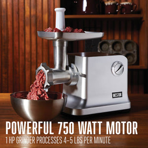 Weston -750 W, #12 Electric Countertop Meat Grinder - 33-1301-W