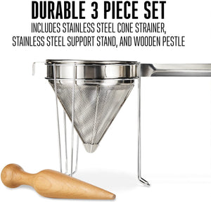 Weston - Stainless Steel Cone Strainer & Pestle Set - 83-3030-W