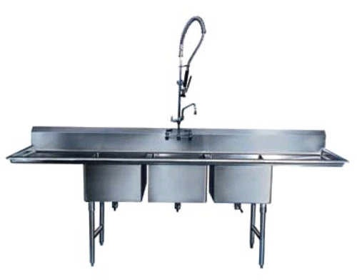 Winholt - 10" x 14" Stainless Steel Three Compartment Sink - WS3T10142D12 (Special Order 4-6 Weeks)