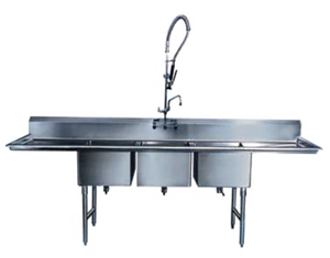 Winholt - 10" x 14" Stainless Steel Three Compartment Sink - WS3T10142D12 (Special Order 4-6 Weeks)