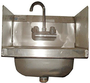 Winholt - 14" x 10" Stainless Steel Hand Sink with Side Splashe - WS-HS-1410-2S (Special Order 4-6 Weeks)