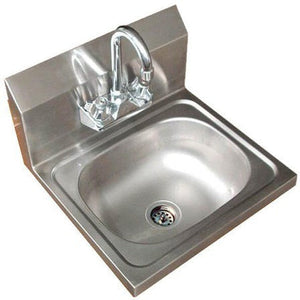 Winholt - 14" x 10" x 17" Stainless Steel Hand Sink with Left Side Splash & Wrist Blade Faucet - WS-HS-1410-5-F-LS-WB (Special Order 4-6 Weeks)