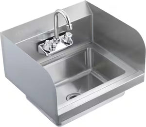 Winholt - 14" x 10" x 5" Stainless Steel 1-Tub Hand Sink with Faucet and Side Splash - WS-HS-1410FV (Special Order 4-6 Weeks)