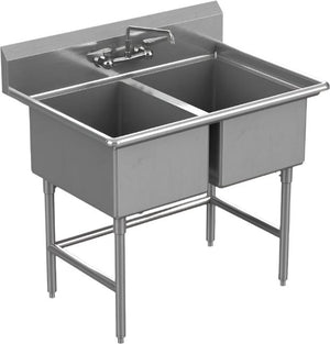 Winholt - 16" X 18" 2 Compartment with No Drainboards Stainless Steel Sink - WS2T1618-SS (Special Order 4-6 Weeks)