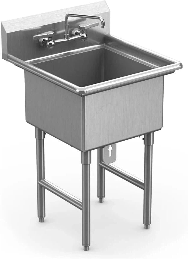 Winholt - 16" x 18" x 12" Stainless Steel One Compartment Sink with Left Splash - WS1T1618LSS (Special Order 4-6 Weeks)