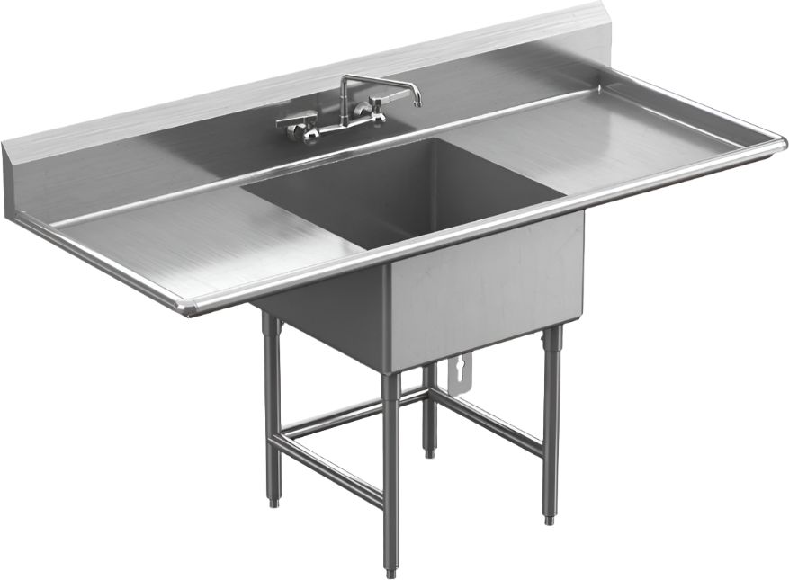 Winholt - 18" X 24" 1 Compartment with 2 Drainboards Stainless Steel Sink - WS2T18242D24-SS (Special Order 4-6 Weeks)