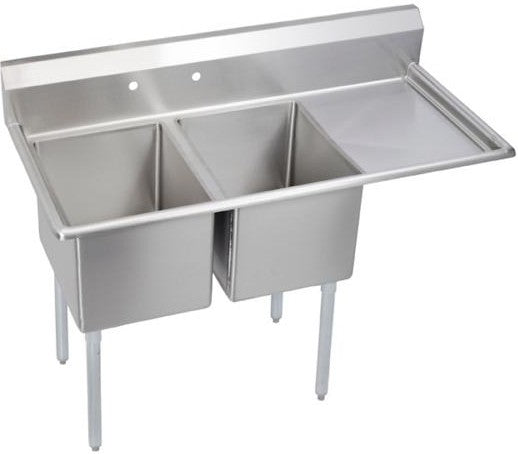 Winholt - 18" x 24" Stainless Steel Two Compartment Sink with 2 Right Drainboard - WS2T1824RD18 (Special Order 4-6 Weeks)