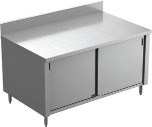 Winholt - 18" x 72" Stainless Steel Enclosed Base Table with Mid Shelf and Mobile Unit with Casters - STCT-BD1872-MS-MLC