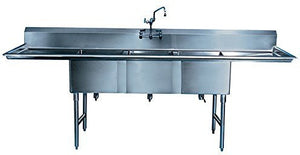 Winholt - 20" x 16" Stainless Steel Three Compartment Sink with 18" Left Drainboard - WS3T16202D18 (Special Order 4-6 Weeks)