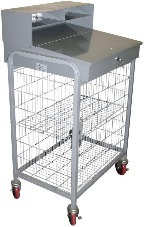 Winholt - 22" Gray Enclosed Wire Mesh Sides Steel Receiving Shop Desk - OTE-2227E1-GY