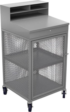 Winholt - 22" x 24" Receiving/Shop Desks Steel & Wire Mesh Sides With 2 Locking Casters - OTE-2224 (Special Order 4-6 Weeks)