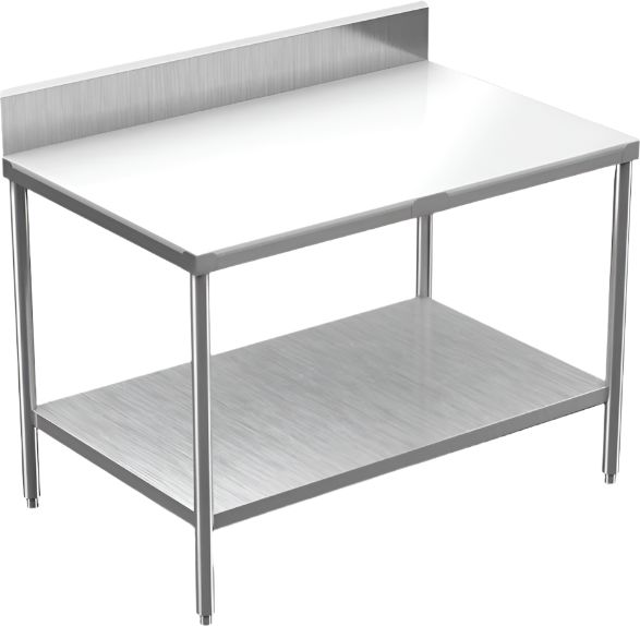 Winholt - 24" x 120" Stainless Steel Poly Top Work Table With Undershelf, Backsplash and Mobile Unit with Casters - DPTSB-24120-MLC (Special Order 4-6 Weeks)