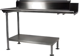 Winholt - 26" Clean Stainless Steel 16 GA Straight Dish Table with Left Table, 9" Backsplash, and Steel Legs - CDT-16-S-26R