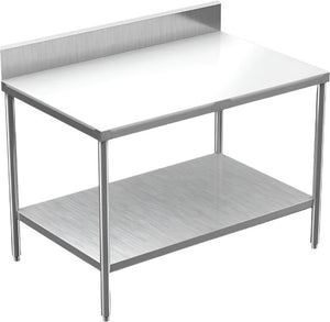 Winholt - 30" x 60" Stainless Steel Poly Top Work Table With Undershelf, Backsplash and Mobile Unit with Casters - DPTSB-3060-MLC (Special Order 4-6 Weeks)