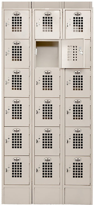 Winholt - 36" x 12" Three Column Eighteen Door Locker with Perforated Door - WL-618-ST-EB (Special Order 4-6 Weeks)