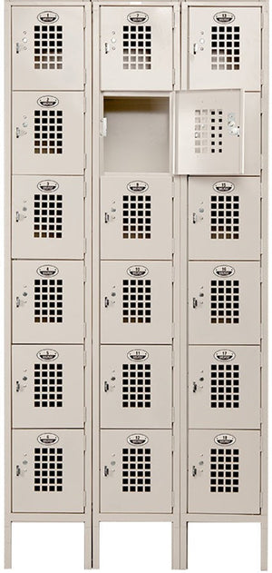 Winholt - 36" x 18" Three Column Eighteen Door Locker with Perforated Door - WL-618-18 (Special Order 4-6 Weeks)