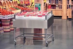 Winholt - 42" Stainless Steel Insulated Disply Table with Sneeze Guards & Lug Cart with Lug - SSMIT-4272-MLC-SNG-AL-L-1-KIT