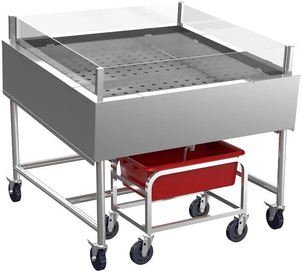 Winholt - 42" Stainless Steel Insulated Disply Table with Sneeze Guards & Lug Cart with Lug - SSMIT-4272-MLC-SNG-AL-L-1-KIT (Special Order 4-6 Weeks)