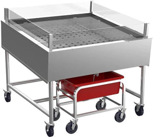 Winholt - 42" Stainless Steel Insulated Disply Table with Sneeze Guards & Lug Cart with Lug - SSMIT-4272-MLC-SNG-AL-L-1-KIT