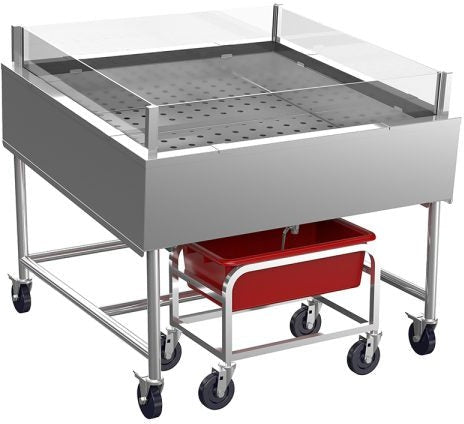 Winholt - 48" Insulated Display Table With Sneeze Guards & Lug Cart with Lug - SSMIT-4848-MLC-SNG-KIT (Special Order 4-6 Weeks)