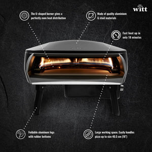 Witt - ETNA FERMO 1-Burner Black Pizza Oven - WI80650059