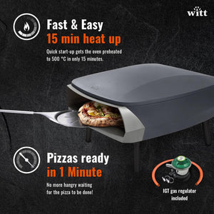 Witt - ETNA ROTANTE 2-Burner Black Pizza Oven - WI80650063