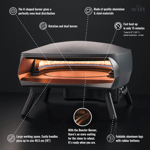 Witt - ETNA ROTANTE 2-Burner Orange Pizza Oven - WI80650066