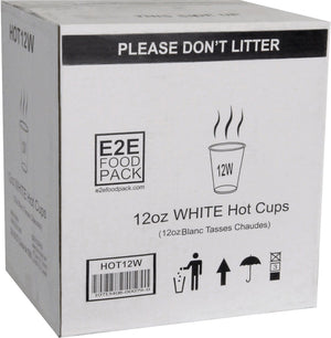 YesEco - 12 Oz White Paper Coffee Hot Cup, 1000/Cs - HOT12W