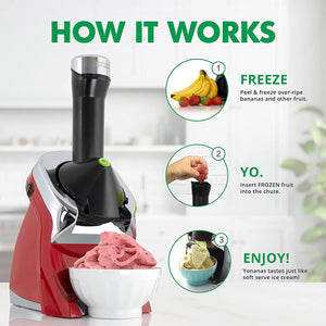 Yonanas - 200 Watts Black Deluxe Vegan Frozen Soft-Serve Dessert Maker with Premium Chrome Design - IC0988BK13