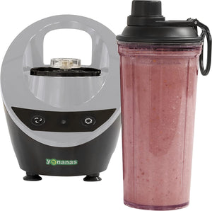 Yonanas - 300 Watts Grey Personal Blender with 13.5-Ounce Portable Cup and Drinking Lid for Shakes and Smoothies - YOPB300GY