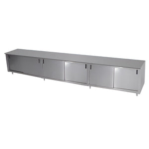 Winholt - 84" x 30" Stainless Steel Enclosed Base Table with (4) Sliding Doors without Mid-Shelf - STCT-D3084