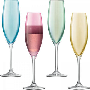 LSA International - Polka Set of 4 Assorted Pastel Champagne Flute Glasses - LG978-08-294