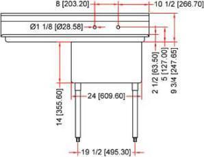 Omcan - Left Drain Board 24” x 24” x 14” Pot Sink with Center Drain - 41855