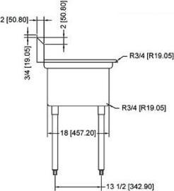 Omcan - No Drain Board 18” x 18” x 11” Pot Sink with Center Drain - 43761