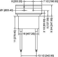 Omcan - No Drain Board 18” x 18” x 11” Pot Sink with Center Drain - 43761