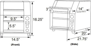 Omcan - Stainless Steel Conveyor Toaster with 9 5/8" Belt - CE-CN-0254-T