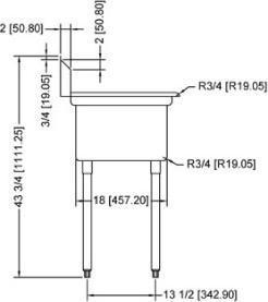 Omcan - Two Drain Boards 18” x 18” x 11” Pot Sink with Center Drain - 43759