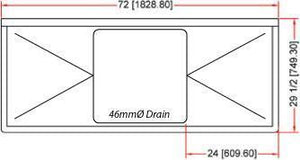 Omcan - Two Drain Boards 24” x 24” x 14” Pot Sink with Center Drain - 43785