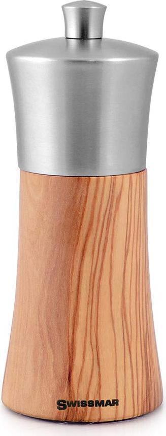 Swissmar - Classic Torre 6" Olive Wood Pepper Mill with Stainless Steel Top - SMP1505ST