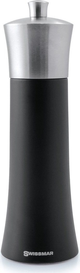 Swissmar - Classic Torre 8" Black Matte Pepper Mill with Stainless Steel Top - SMP2001SS