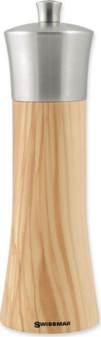 Swissmar - Classic Torre 8" Olive Wood Pepper Mill with Stainless Steel Top - SMP2005ST