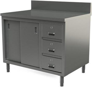 Tarrison - 36" x 30" Servery Work Table with Drawers, Sliding Doors & Backsplash - C3036BD