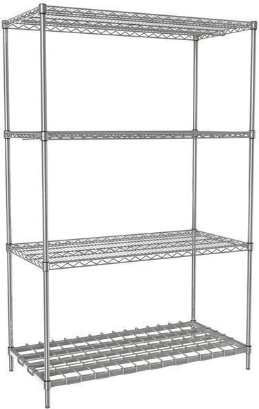 Tarrison - 48" x 14" x 63" 4-Tier Wire Starter Shelving Unit with PolySeal Clear Epoxy Finish - 14486Z